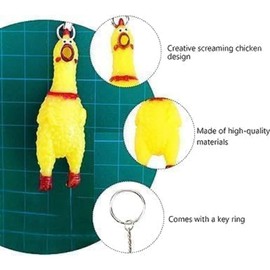 TypoGrove Shrilling Screaming Chicken Keychain, Mini Rubber Squeeze Screaming Chicken, Gags and Practical Joke Pendant Keychain Novelty for Bags Keychains