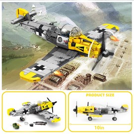 YYKNGYI BF-109 Fighter Jet Plane Jet Building Set - Compatible with LEG0 7 Year Old boy, Military Airplanes Model, WW2 Military Gift for Boys 8-12 (493psc)