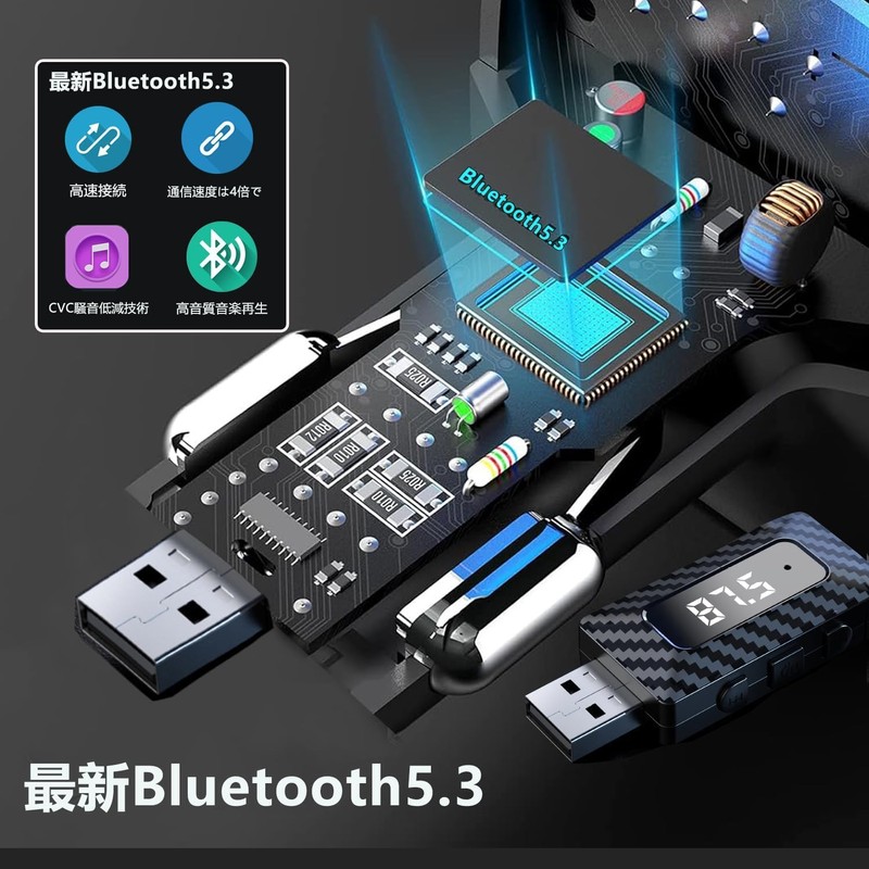 Car FM Transmitter, Bluetooth 5.2, USB Port, SD Card Support,