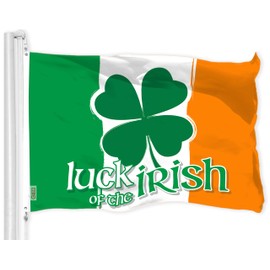 G128 Combo Pack: American USA Flag 3x5 Ft & Ireland Irish Luck of the Irish Flag 3x5 Ft | Both LiteWeave Pro Series Printed 150D Polyester, Brass Grommets