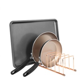 FitWell Kitchen Bakeware Organizer,Plate Racks,Rack for Plastic Lids,Cutting Boards,Cookie Sheets,Pots & Pans Holder,Compact Kitchen Storage,Cabinet Organizer (Copper)