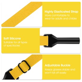 Pack of 8 Glasses Strap High Elasticity Adjustable Stable & Non-Slip Sports Glasses Strap with High Flexibility for Various Sports, Glasses Straps Men & Women for All Head Circumference, c colorful