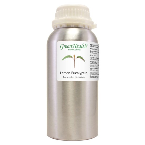 Lemon Eucalyptus – 16 fl oz (473 ml) Aluminum Bottle w/ Plug Cap – 100% Pure Essential Oil – GreenHealth