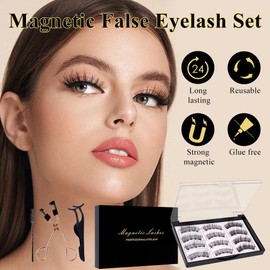 HASAIKA® Magnetic Eyelashes, Magnetic Eyelash Set, Reusable Magnetic Eyelashes, Waterproof Lasting Magnetic Eyelashes Set, Suitable for All Types of Daily Makeup (6 Pairs)