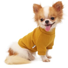 LOPHIPETS Small Dog Turtleneck Sweaters for Teacup Chihuahua Yorkie Puppy Cat Clothes-Yellow/S