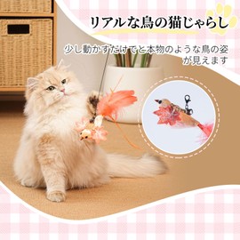GHOSTCAT Cat Finger, Bird, Cat Toy, Feather, Heavy Duty, For Single Play, Cat Toy, With Bell Included, Fishing Rod, Stylish, Unique Design, Enthusiastic, Pink