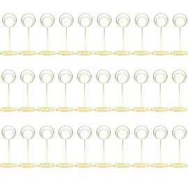 30 Pieces Table Number Holder Place Card Holder Wedding Name Numbers Menu Memo Note Card Photo Holder Clip Stand with 100Pcs Blank Kraft Paper (Gold)