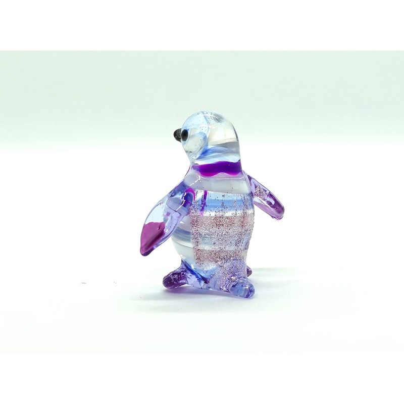 Sansukjai Penguin Tiny Miniature Figurines Hand Blown Glass Art Animals