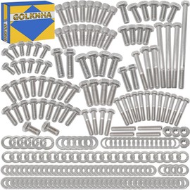 GOLKNHA 304 Stainless Steel 228 PCS Engine Hex Bolt Kit Fits Passenger Side Pump Inlet Type Only fit for Ford Small Block SBF 260 289 302