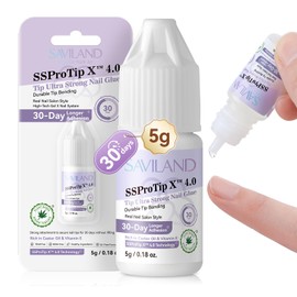 SAVILAND Strong Nail Glue for Acrylic Nails Press On Nails: Extra Strength Nail Glue 5 g Long Lasting Nail Glue with Castor Oil Vitamin E Strong Hold Nail Tip Glue Fake Nail Tips No Cure