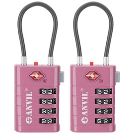 ANVIL 4 Digit Luggage Locks, TSA Locks for Luggage, Advanced TSA008 core, Alert Indicator for Your Travel Lock, Suitcase Lock. (2, Rose Purple)
