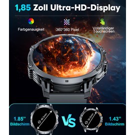 LIGE Smartwatch Herren 1000 mAh Akku/1.85‘’ HD Großes Display Smartwatch mit Anrufe,100+ Sportmodi,IP68 Wasserdicht Fitnessuhr mit 24/7 Herzfrequenz,Schlafmonitor für Android iOS,3 Bander