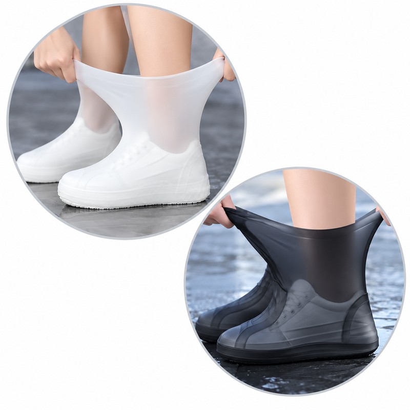 2 Pairs Reusable Waterproof Shoe Covers for Rainy Days –