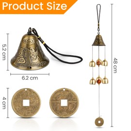 MYHOGOOD Lucky Wind Chimes, Feng Shui Hanging Wind Chimes for Garden, Good Luck Chinese Wind Bells with Coin, Dragon Bells for Home Garden Window Decoration Gift