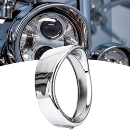 Motorcycle Frenched Lights Ring Kit, 7" Headlight Visor Trim Ring / 4.5" Fog Light Trim Ring, For Harley Touring Road King Street Glide Electra Glide (Silver, 7" Trim Ring)