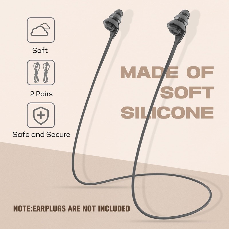 Hearprotek [2 pcs] Earplugs Connector Cord, Earplug Lanyard, Replaceable Silicone