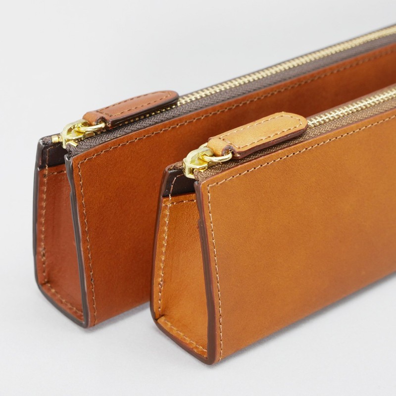 Slip-On Rio Large Leather Zipper Pen Case, nvy