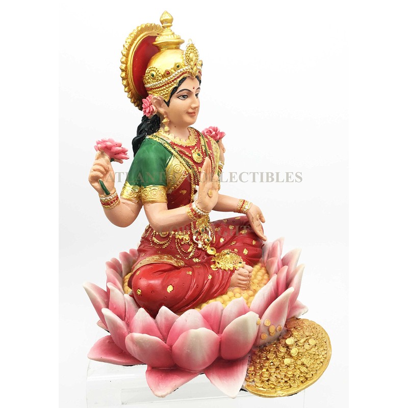PT Pacific Trading Lakshmi Hindu Goddess on Lotus Statue Sculpture