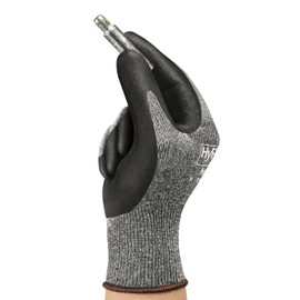 Ansell HyFlex 11-801 Nylon Glove, Black Foam Nitrile Coating, Knit Wrist Cuff, Large, Size 9(Pack of 1)