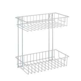 WENKO 20633100 2-Tier Wall Rack Classic - fixing without drilling, Steel, 24 x 36 x 14 cm, Chrome