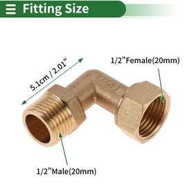 HEROFFIX Brass Pipe Fittings 1/2" Female x 1/2" Male Single-end Union Elbow 2.01" 2 Pcs
