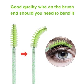 CHEFBEE 100PCS Disposable Eyelash Brush, Mascara Wands Makeup Brushes Applicators Kits for Eyelash Extensions and Eyebrow Brush with Container (Green)