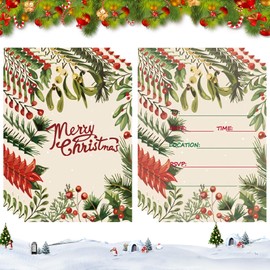 10 Pcs Christmas Party Invitations Christmas and New Year Cards Double Sided Christmas Card for Kids Boys Girls Family Birthday Party Christmas Celebrations (B)