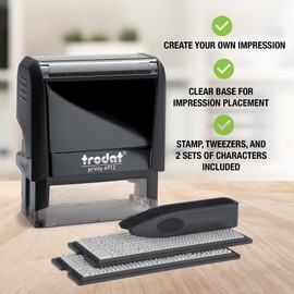 Trodat Printy 4912 Self Inking Do it Yourself (DIY) 4 line Personalized Custom Message or Address Stamp kit with Black Ink, Impression Size: 3/4” x 1-7/8” inch (Black)