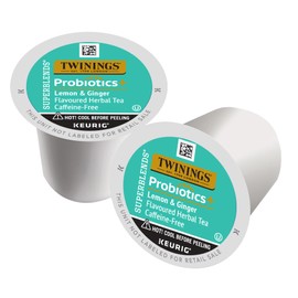 Twinings Probiotics+ Lemon & Ginger Herbal Tea K-Cup Pods for Keurig, 12 Count (Pack of 6), Supports Digestive Health, Naturally Caffeine-Free, Enjoy Hot or Iced