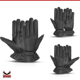 Hugger Men’s Water Resistant Leather Lined for Winter Driving Glove, Motorcycles, Classic Style Large Black