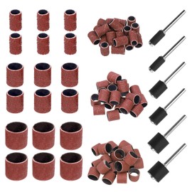 Swpeet 66Pcs 3 Size Sanding Drum Set, 60Pcs 80 Grit Sanding Band Sleeves and 6Pcs Drum Mandrels for Rotary Tool, Sanding Sleeves Sandpaper Kit with Drum Mandrels for Drill Presses and Power Drills