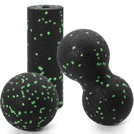 Brelet Fascia Ball and Fascia Roller Set, Fascia Ball Small Fascia Roller Neck Fascia Ball Back Spine Massage Ball for Spine Back Neck (Pack of 3)