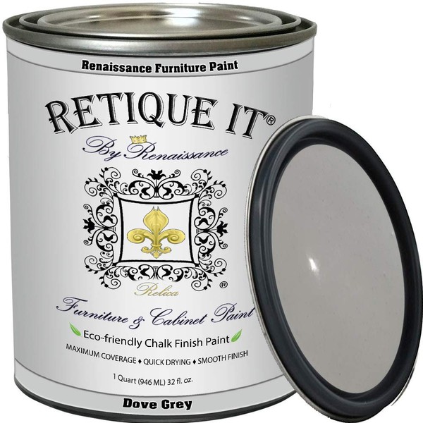 Retique It Chalk Furniture Paint by Renaissance DIY, 32 Fl Oz (Pack of 1), 04 Dove Grey, 32 Ounces