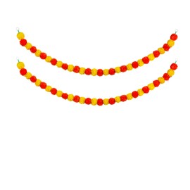 2 Pcs 5 Feet Marigold Flower Garland Marigold Banners for Diwali Indian Décor for Pooja Indian Festival Decoration(Orange and Yellow)