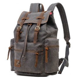 Canvas Backpack Unisex Vintage Casual Rucksack 17 inch Laptop Daypacks Schoolbag College Bookbag Hiking Camping Travel Bag Grey