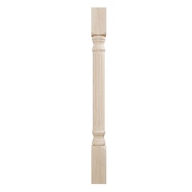 Ekena Millwork COL03X03X35RIRW Richmond Fluted Cabinet Column (Top Block: 6 1/8", Bottom Block: 7 1/8"), 3 3/4"W x 3 3/4"D x 35 1/2"H, Rubberwood