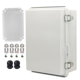 YETLEBOX Waterproof Electrical Box Junction Box Weatherproof IP67 ABS Plastic Enclosure Switch Router Project Box Electronics DIY Enclosure with Mounting Plate and Wall Bracket Grey 11.8"x7.9"x5.1"