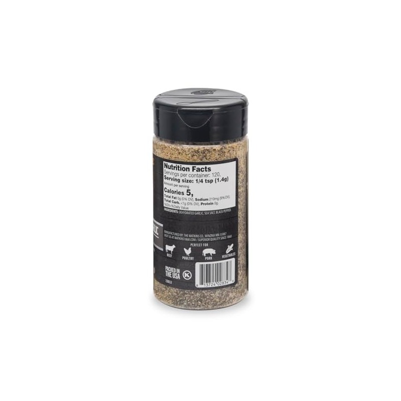Watkins Cracked Pepper Garlic Seasoning & Rub 5.9 oz