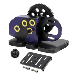 AMK 1/10 Transmission, 2Low Differential Gearbox with Skid Plate SCX10 Transmission for LCG Chassis Kit 1/10 RC Crawler Axial SCX10 II DIY LCG Chassis SCX10 Upgrades (Purple & Black)