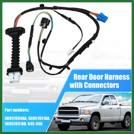 Motoforti Rear Door Harness with Connector for Dodge for RAM 1500 2500 3500 4500 56051931AA 56051931AB 56051694AA 645-506 Automotive Door Rear Wiring Harness Left Right Side Long-lasting