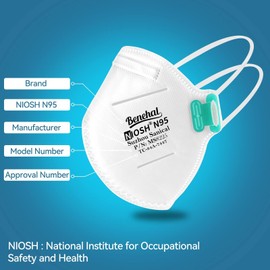 benehal NIOSH Approved N95 Mask Particulate Respirators, Pack of 60 N95 Face Masks, Individually Wrapped,White
