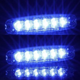 AGRISHOP Blau 2Stück Warnlicht Stroboskoplicht 12-24v, ECE R65 Super Flach Led Frontblitzer Blitzer,Warnung Beacon Blinklichter led Blinkleuchte Auto Traktor als Stauwarne Heckwarnanlage Frontblitzer