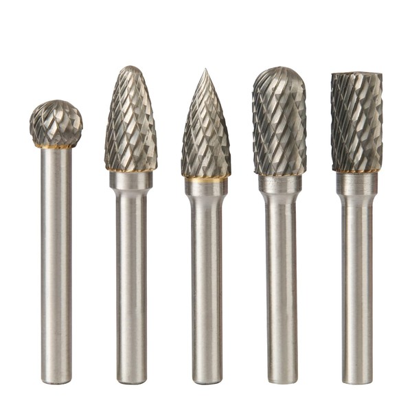 Hakkin 5-Piece 10mm Head Tungsten Carbide Rotary Burr Carving Bit