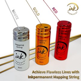 Kit de mapeo de cejas Cordón de mapeo de cejas blanco, rojo y dorado 30 m Lápiz de cejas rojo, negro y blanco Lápiz de mapeo Sacapuntas de lápiz de cejas y 10 reglas para cejas,Kit de microblading