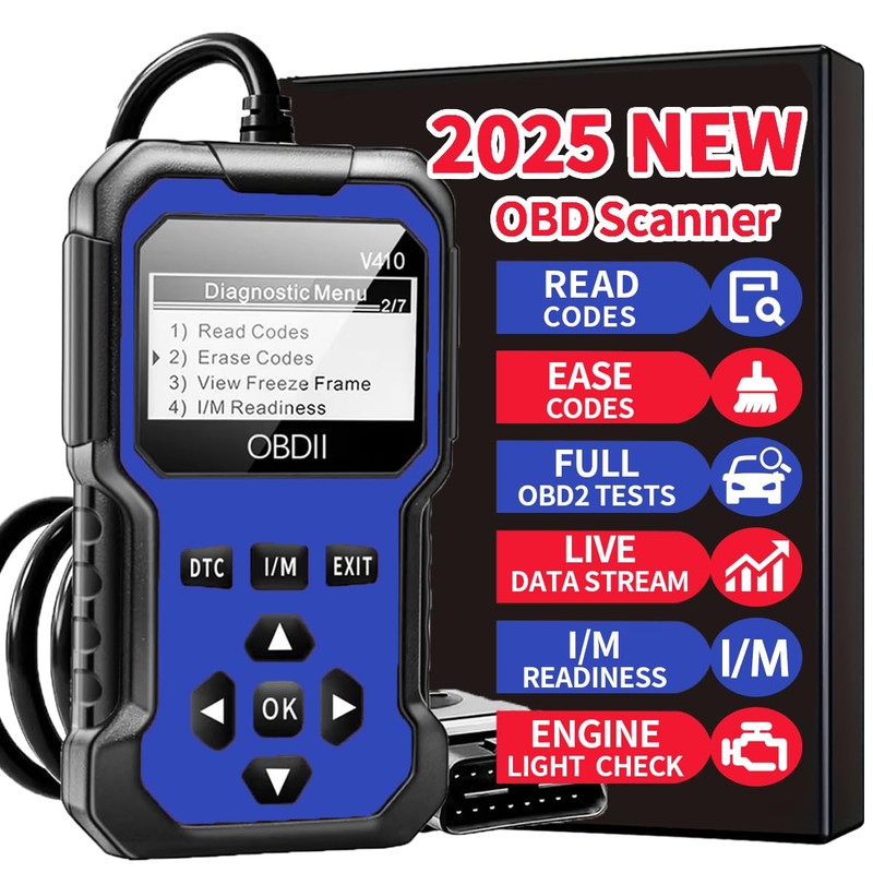 410blue-OBD2 Scanner Diagnostic Tool - Quickly Erase Engine Light Fault