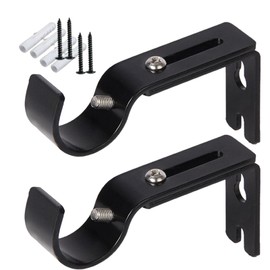 Curtain Rod Bracket, Adjustable Curtain Rod Holder, Metal Curtain Rod Brackets with Dowel Screws, for Home, Office, Bedroom, Wardrobe, Bathroom, Pack of 2