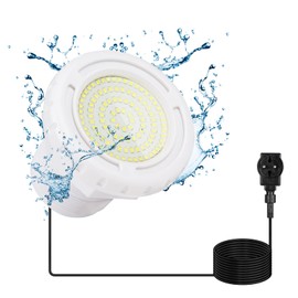 KWODE LED Underwater Pool Lighting for Above Ground Pool, 12 W Cold White Frame Pool Lighting, 12 V LED Underwater Spotlight IP68 Waterproof with 7 m Cable, External Thread 2 ¼ Inch
