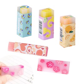 Eraser, Eraser, Cute, Eraser, Popular, Pencil Eraser for Kids, Elementary School Students, 5 Pieces Disappear, Cute, Won't Break, Fruit, Cherry Blossoms, Dinosaur Pattern, Stationery Novelty School,