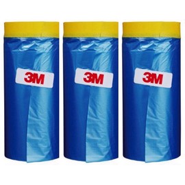 Plastic Sheeting Automotive Masking Tape - Multi Size Pack - No Residue Painters Plastic Drop Cloth for Painting - Plastic Paint Tape and Drape - Pre-Taped Masking Film (65 Feet) (3 of Set (35.4 in)) | KOFOT