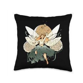 Fairy Flying In The Forest Fantasy Creatures Fairycore Throw Pillow